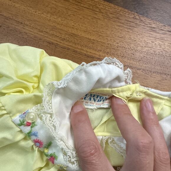 Vintage Catton Candy Baby Dress Yellow and White NEWBORN - Picture 5 of 5